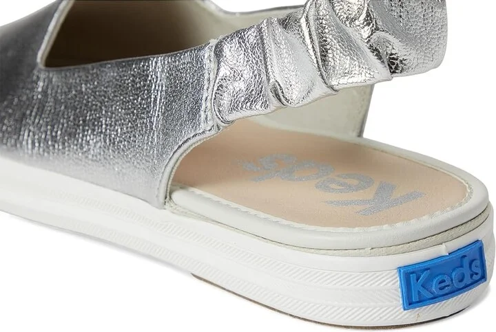 Keds Point Slingback Women's Shoes Silver Washed Metallic Suede : 6.5 B - Medium, Leather - Image 7