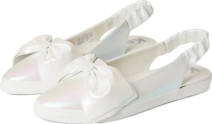 Keds Point Slingback Women's Shoes Snow White / Iridescent Leather : 7 B - Medium
