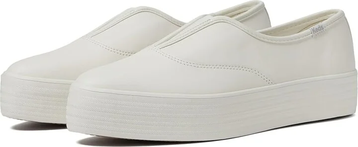 Keds Point Slip On Women's Shoes White Leather : 5 B - Medium, Canvas