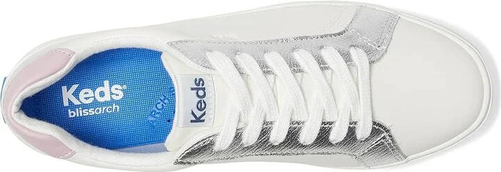 Keds Pursuit Lace Up Women's Shoes Snow White/Silver/Mauve Leather : 6.5 B - Medium - Image 2