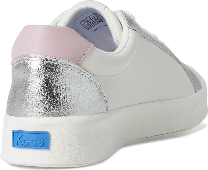 Keds Pursuit Lace Up Women's Shoes Snow White/Silver/Mauve Leather : 6.5 B - Medium - Image 4