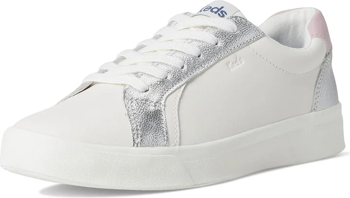 Keds Pursuit Lace Up Women's Shoes Snow White/Silver/Mauve Leather : 6.5 B - Medium - Image 5