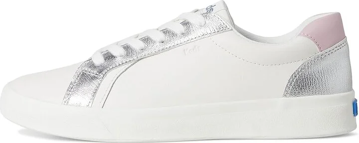 Keds Pursuit Lace Up Women's Shoes Snow White/Silver/Mauve Leather : 6.5 B - Medium - Image 6