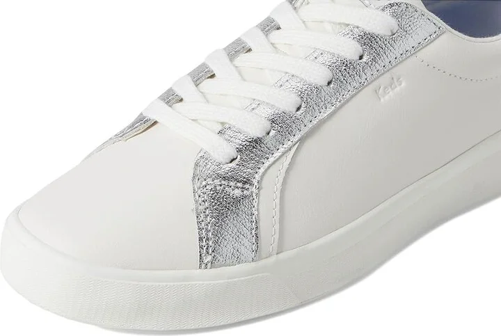 Keds Pursuit Lace Up Women's Shoes Snow White/Silver/Mauve Leather : 6.5 B - Medium - Image 7