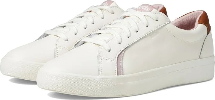 Keds Pursuit Lace Up Women's Shoes White/Cognac Leather : 10 D - Wide