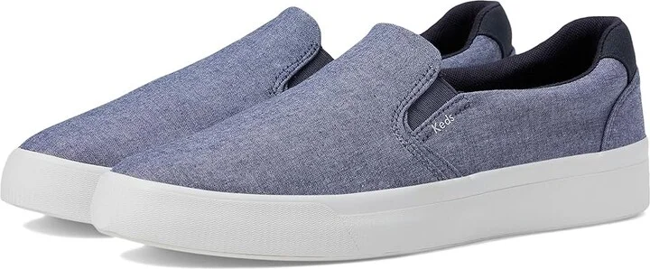 Keds Pursuit Slip On Women's Shoes Navy Flecked Chambray : 12 D - Wide, Textile