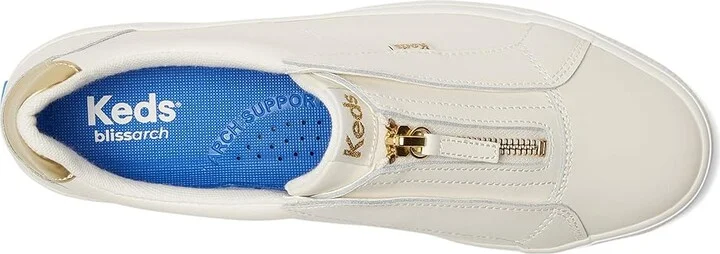 Keds Pursuit Zip Women's Shoes Snow White/Gold Leather : 6 B - Medium - Image 2
