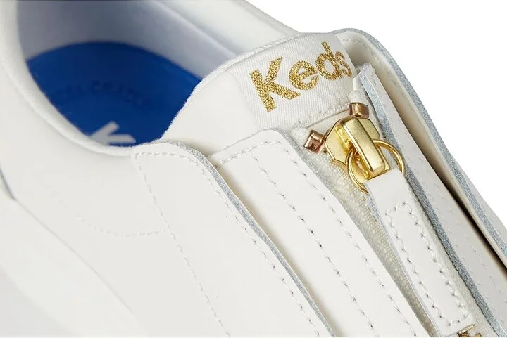 Keds Pursuit Zip Women's Shoes Snow White/Gold Leather : 6 B - Medium - Image 7