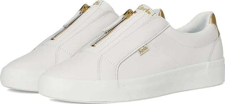 Keds Pursuit Zip Women's Shoes Snow White/Gold Leather : 6 B - Medium
