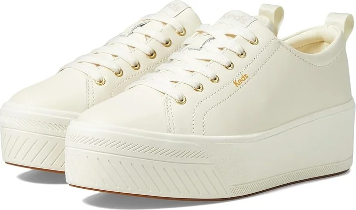 Keds Skyler Lace Up Women's Shoes Off-White Leather : 7.5 B - Medium, Canvas