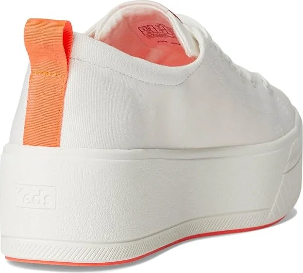 Keds Skyler Lace-Up Women's Shoes Snow White/Coral Outsole : 10 B - Medium, Canvas - Image 4