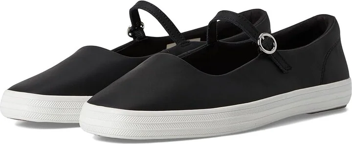 Keds Square Toe Mary Jane Women's Shoes Black Leather : 7.5 B - Medium, Polyester