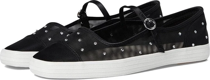 Keds Square Toe Mary Jane Women's Shoes Black Sheer Mesh : 6 B - Medium, Polyester