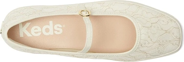 Keds Square Toe Mary Jane Women's Shoes Cream Floral Lace : 6.5 B - Medium, Polyester - Image 2