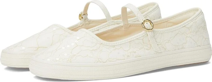 Keds Square Toe Mary Jane Women's Shoes Cream Floral Lace : 6.5 B - Medium, Polyester