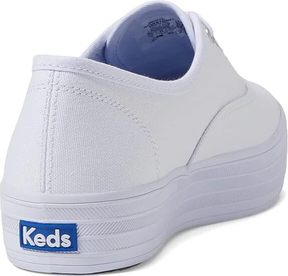 Keds The Platform Lace Up Women's Shoes White : 5 B - Medium, Canvas - Image 4
