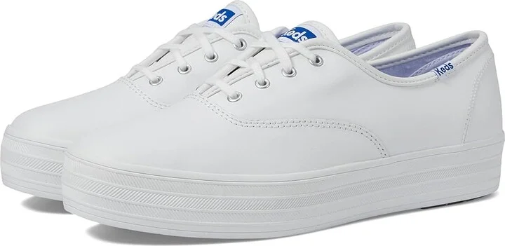 Keds The Platform Lace Up Women's Shoes White : 5 B - Medium, Leather