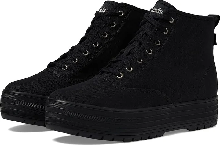 Keds The Platform Mid Lug Women's Boots Black/Black Canvas : 8 B - Medium