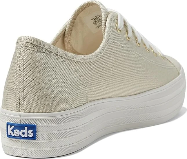 Keds Triple Kick Canvas Women's Lace up casual Shoes Gold Metallic Textile : 5 B - Medium - Image 4