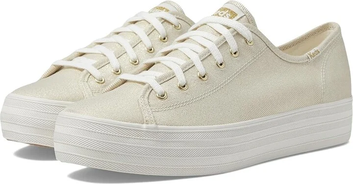 Keds Triple Kick Canvas Women's Lace up casual Shoes Gold Metallic Textile : 5 B - Medium