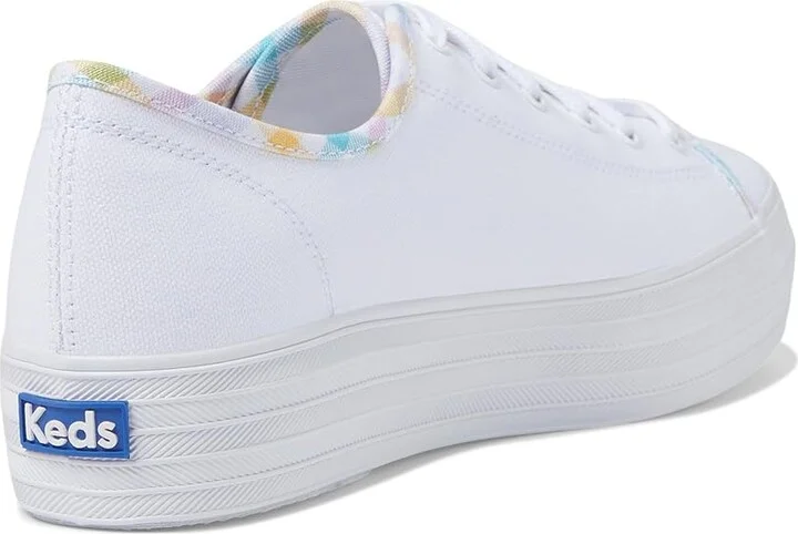 Keds Triple Kick Canvas Women's Lace up casual Shoes White/Multi Gingham Binding : 7.5 B - Medium - Image 4