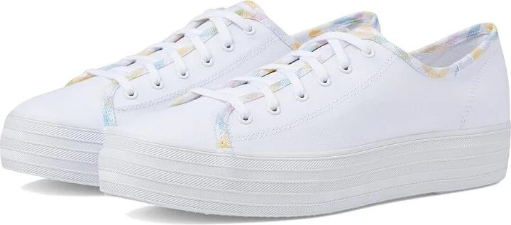Keds Triple Kick Canvas Women's Lace up casual Shoes White/Multi Gingham Binding : 7.5 B - Medium