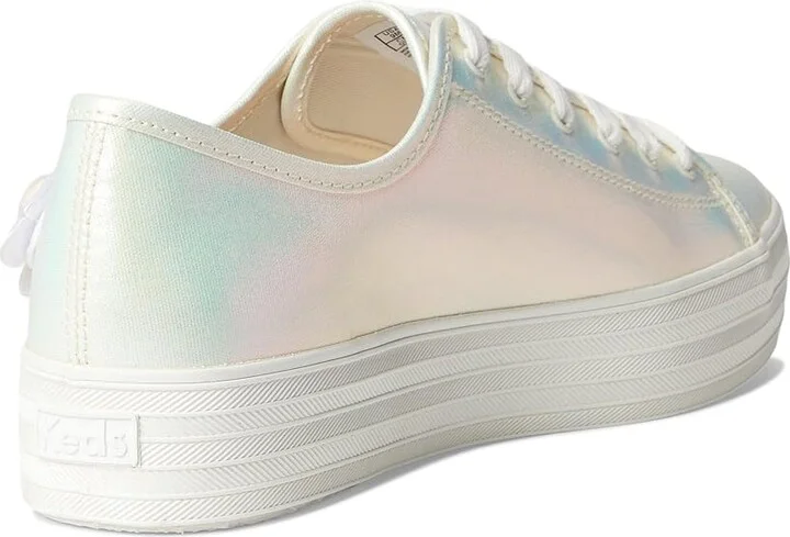 Keds Triple Kick Canvas Women's Shoes Snow White / Iridescent Leather : 7 B - Medium, Textile - Image 4