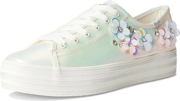 Keds Triple Kick Canvas Women's Shoes Snow White / Iridescent Leather : 7 B - Medium, Textile - Image 5