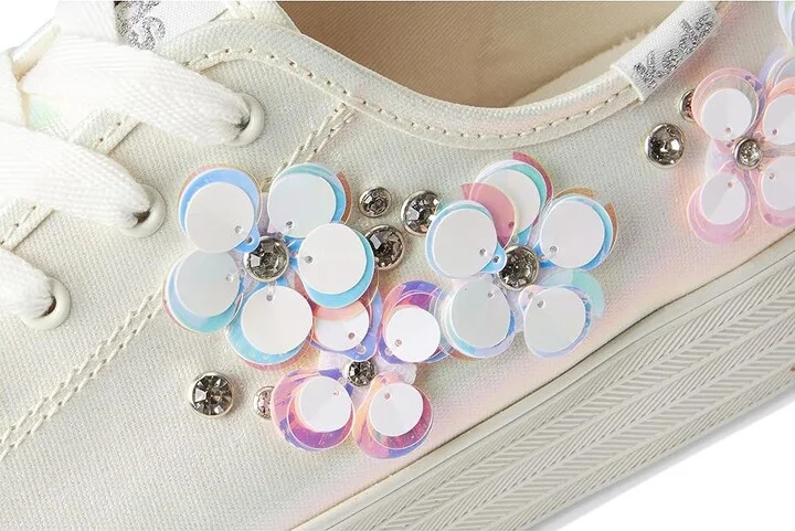 Keds Triple Kick Canvas Women's Shoes Snow White / Iridescent Leather : 7 B - Medium, Textile - Image 7