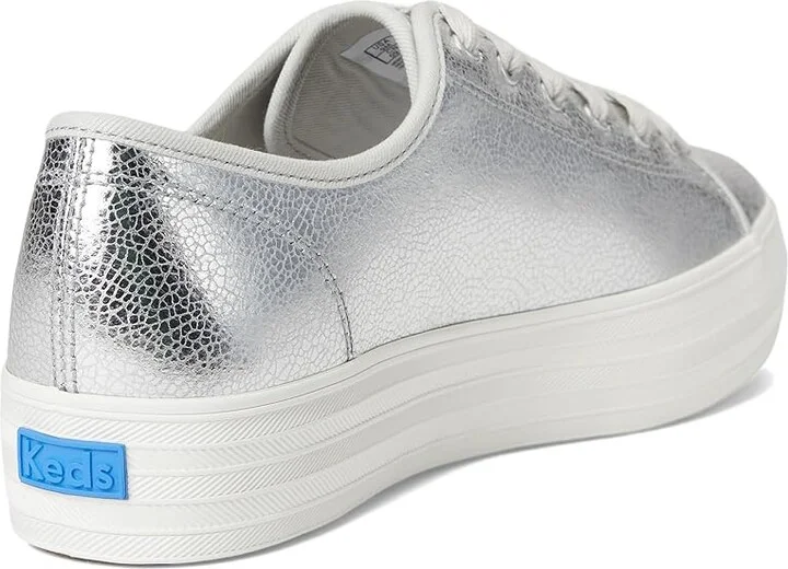 Keds Triple Kick Leather Women's Lace up casual Shoes Silver Metallic Leather : 9.5 B - Medium - Image 4