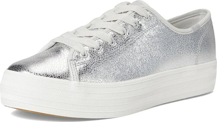 Keds Triple Kick Leather Women's Lace up casual Shoes Silver Metallic Leather : 9.5 B - Medium - Image 5