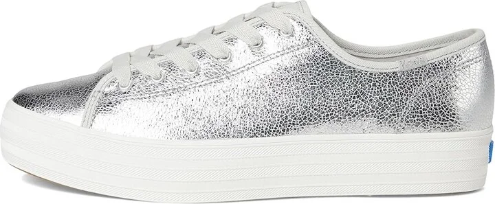 Keds Triple Kick Leather Women's Lace up casual Shoes Silver Metallic Leather : 9.5 B - Medium - Image 6