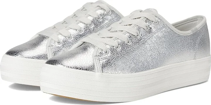 Keds Triple Kick Leather Women's Lace up casual Shoes Silver Metallic Leather : 9.5 B - Medium