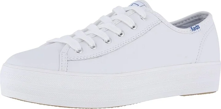 Keds Triple Kick Leather Women's Lace up casual Shoes White : 5 B - Medium - Image 2