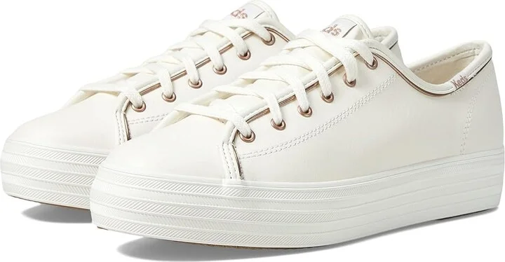 Keds Triple Kick Leather Women's Lace up casual Shoes White/Rose Gold : 10.5 B - Medium