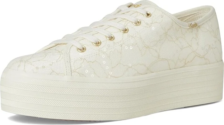 Keds Triple Up Lace Celebrations Women's Shoes Cream Lace : 5 B - Medium, Synthetic - Image 5