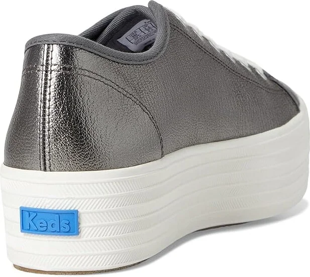 Keds Triple Up Leather Women's Shoes Gunmetal Metallic Leather : 6 B - Medium - Image 4