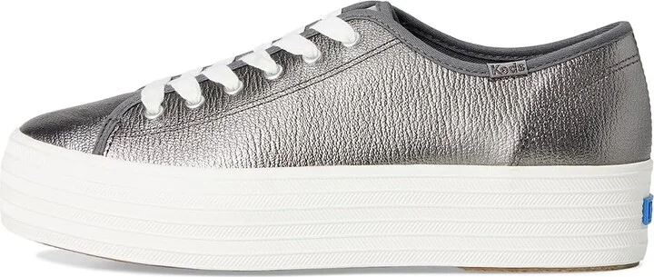 Keds Triple Up Leather Women's Shoes Gunmetal Metallic Leather : 6 B - Medium - Image 6