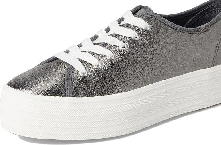 Keds Triple Up Leather Women's Shoes Gunmetal Metallic Leather : 6 B - Medium - Image 7