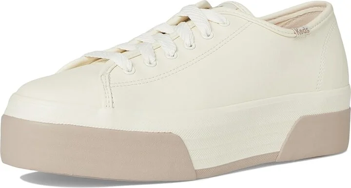 Keds Triple Up Leather Women's Shoes Off-White/Taupe Bumper Foxing Stripe : 9.5 B - Medium - Image 5