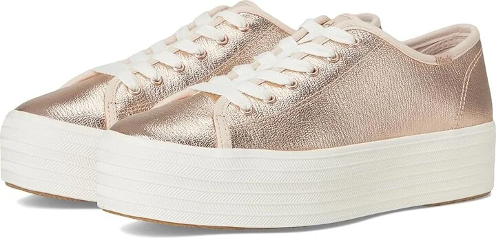 Keds Triple Up Leather Women's Shoes Rose Gold Metallic Leather : 9 B - Medium