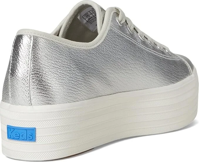 Keds Triple Up Leather Women's Shoes Silver Metallic Leather : 8.5 B - Medium - Image 4