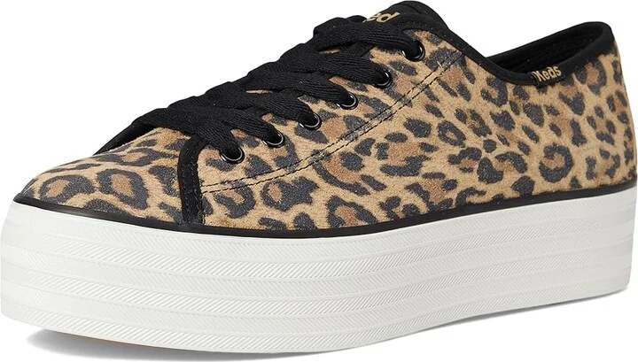 Keds Triple Up Leather Women's Shoes Tan/Black Leopard Suede : 7.5 B - Medium - Image 5