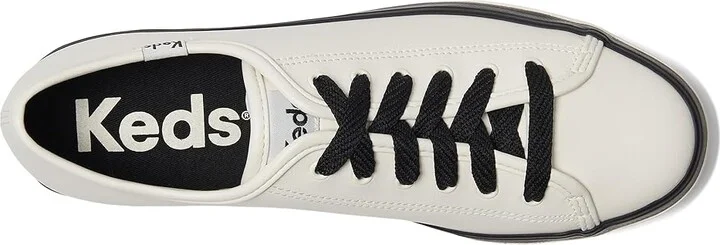 Keds Triple Up Leather Women's Shoes White/Black Bumper Foxing Stripe : 6.5 B - Medium - Image 2