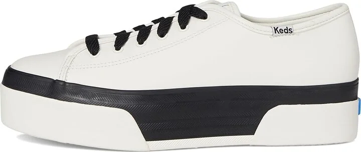Keds Triple Up Leather Women's Shoes White/Black Bumper Foxing Stripe : 6.5 B - Medium - Image 6