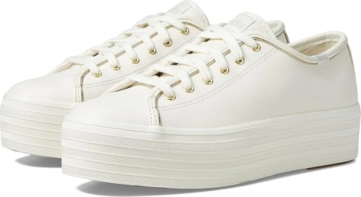 Keds Triple Up Leather Women's Shoes White/Gold : 9.5 B - Medium