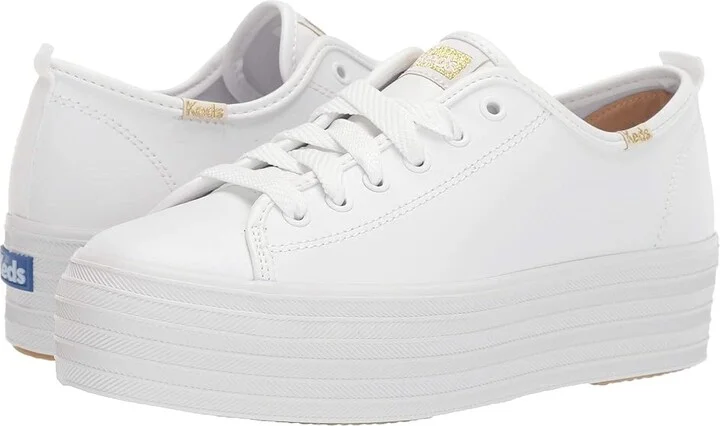 Keds Triple Up Leather Women's Shoes White Leather : 5 B - Medium