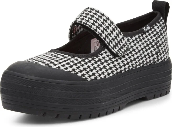 Black/White Warped Houndstooth Canvas