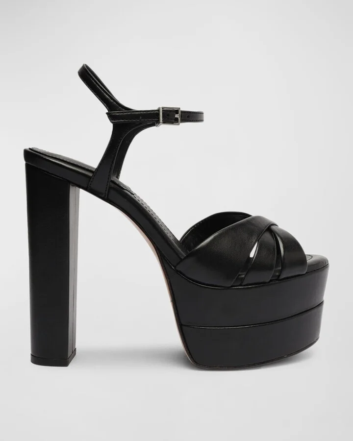 Keefa Leather Ankle-Strap Platform Sandals