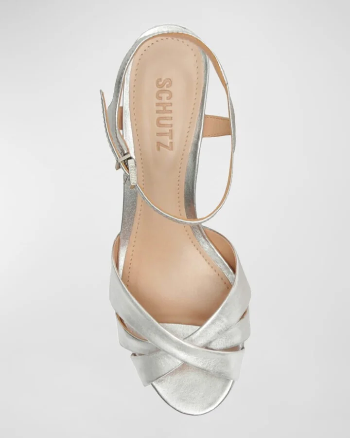 Keefa Metallic Leather Platform Sandals - Image 2